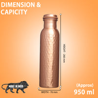 MERCAPE – Handcrafted Pure Copper Bottle - (950 ML)