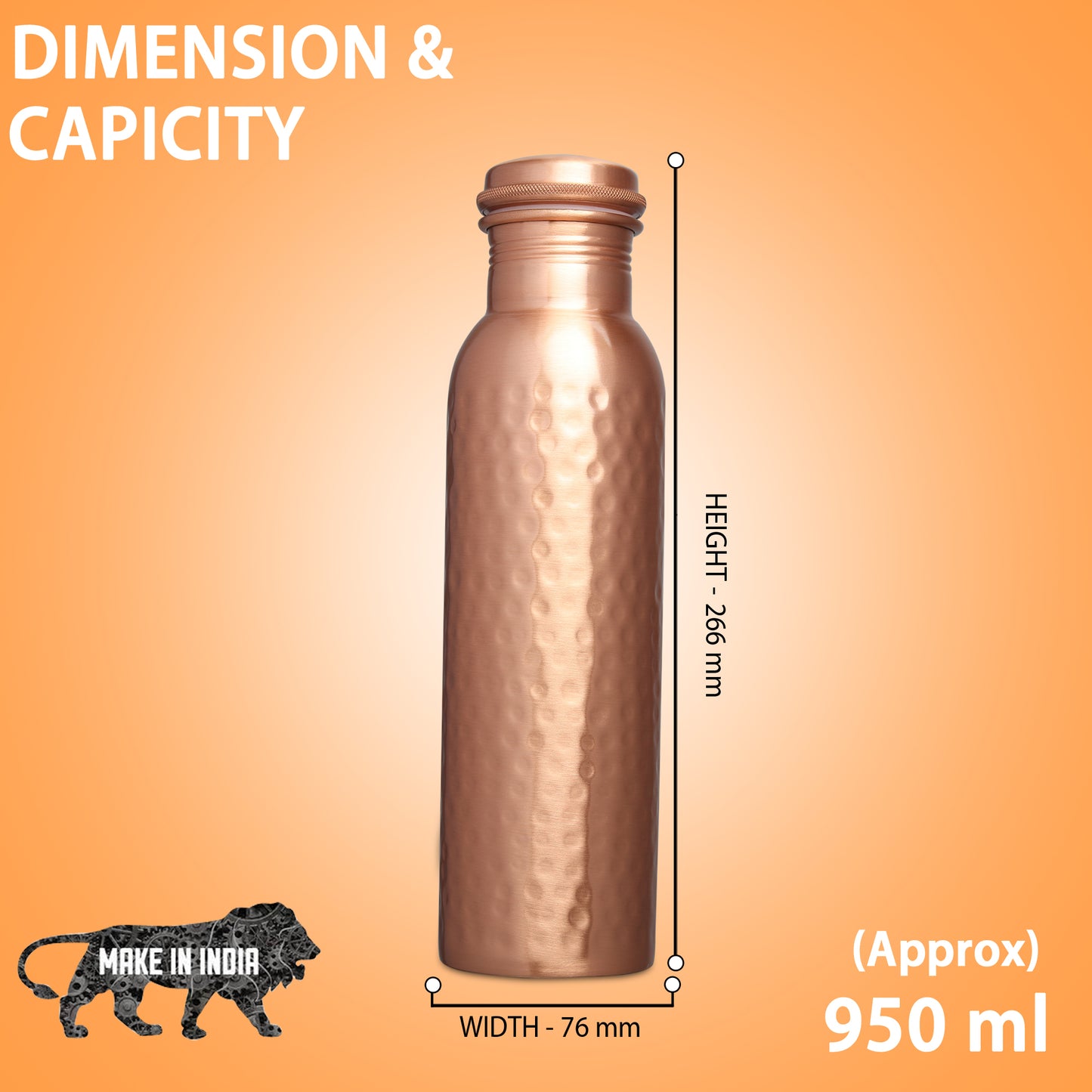 MERCAPE – Handcrafted Pure Copper Bottle - (950 ML)