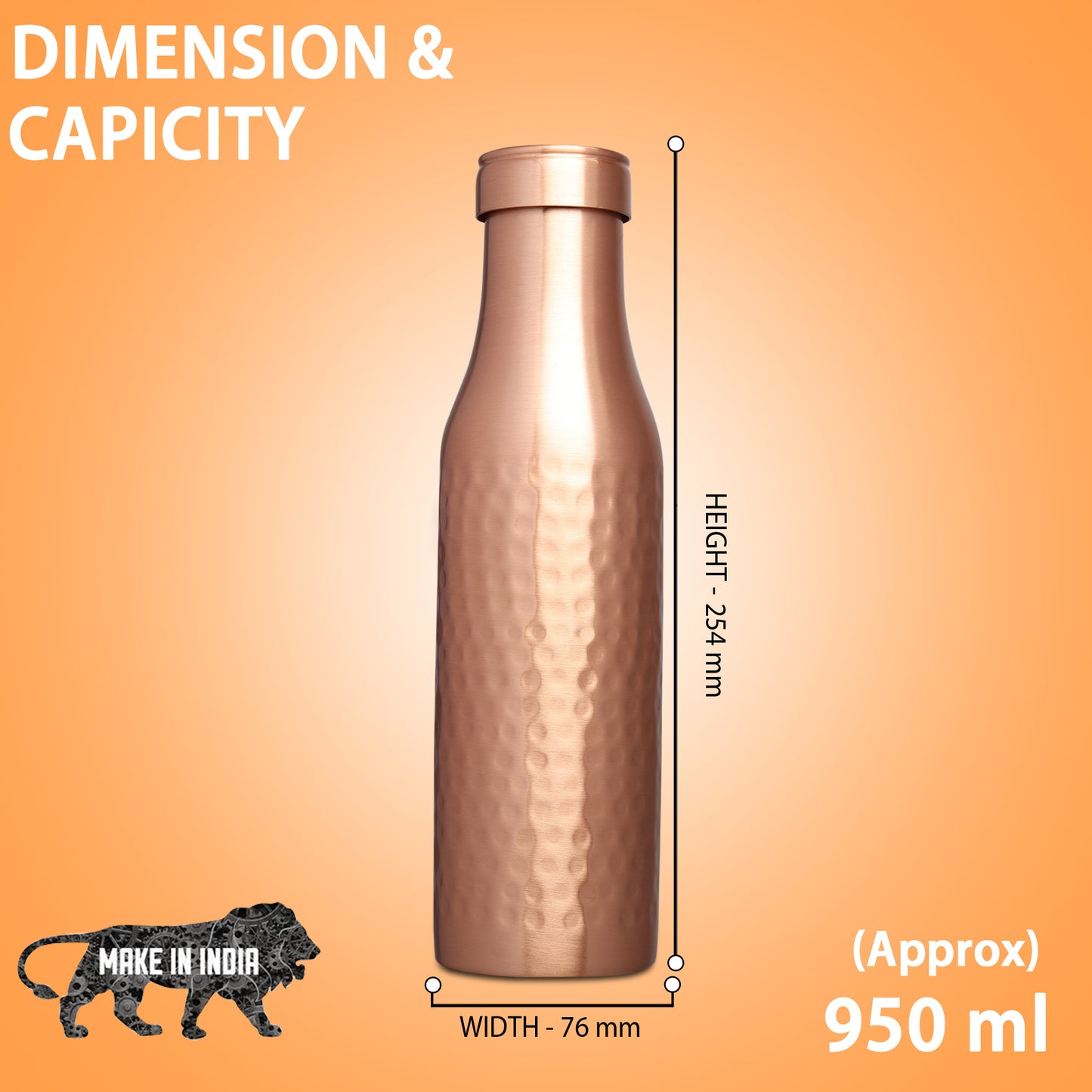 MERCAPE – Handcrafted Pure Copper Bottle - (950 ML)