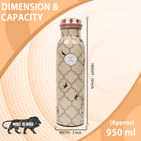 MERCAPE – Handcrafted Aviary Artistry Print Pure Copper Bottle - (950 ML)