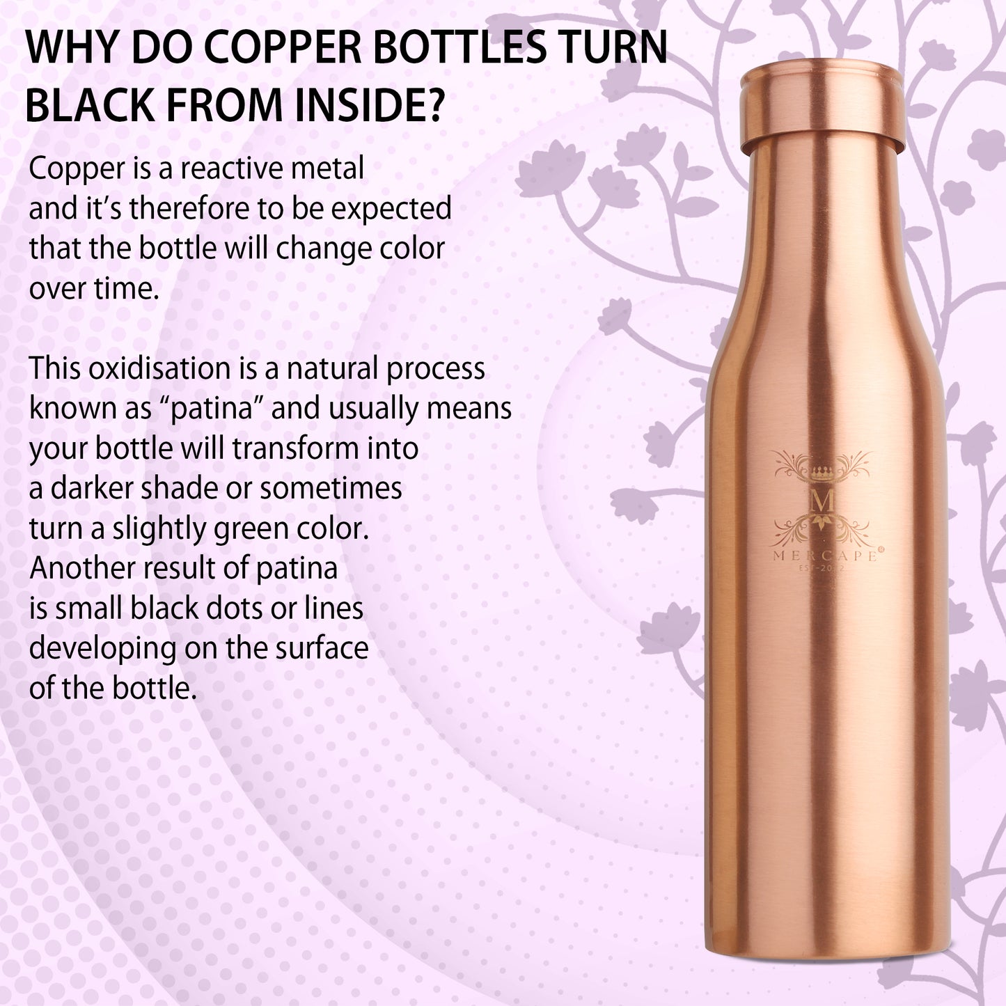 MERCAPE – Handcrafted Pure Copper Bottle - (950 ML)