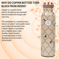 MERCAPE – Handcrafted Aviary Artistry Print Pure Copper Bottle - (950 ML)