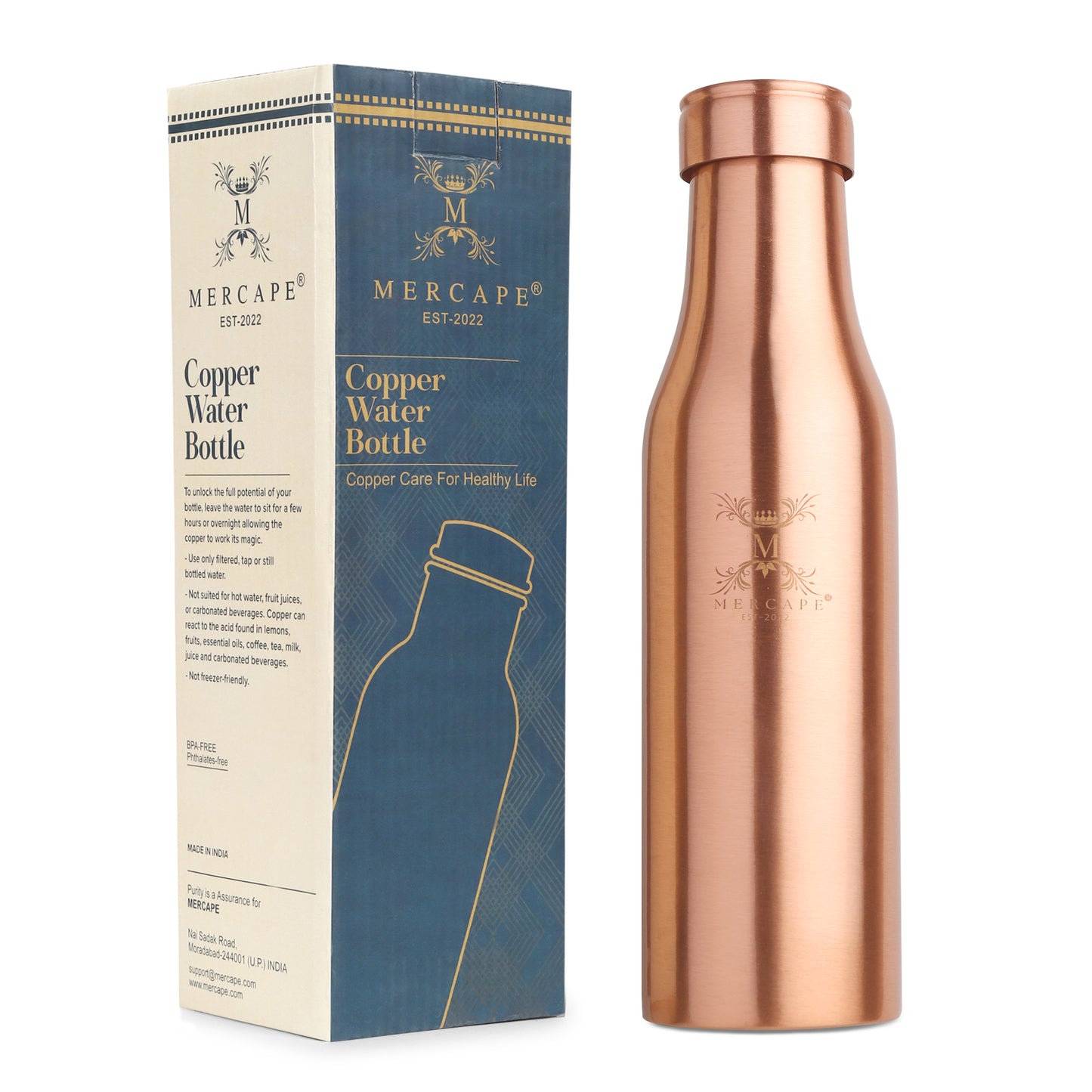 MERCAPE – Handcrafted Pure Copper Bottle - (950 ML)