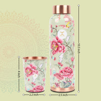 Printed Copper Bottle 950 ml with 2 Glass set 250 ml each