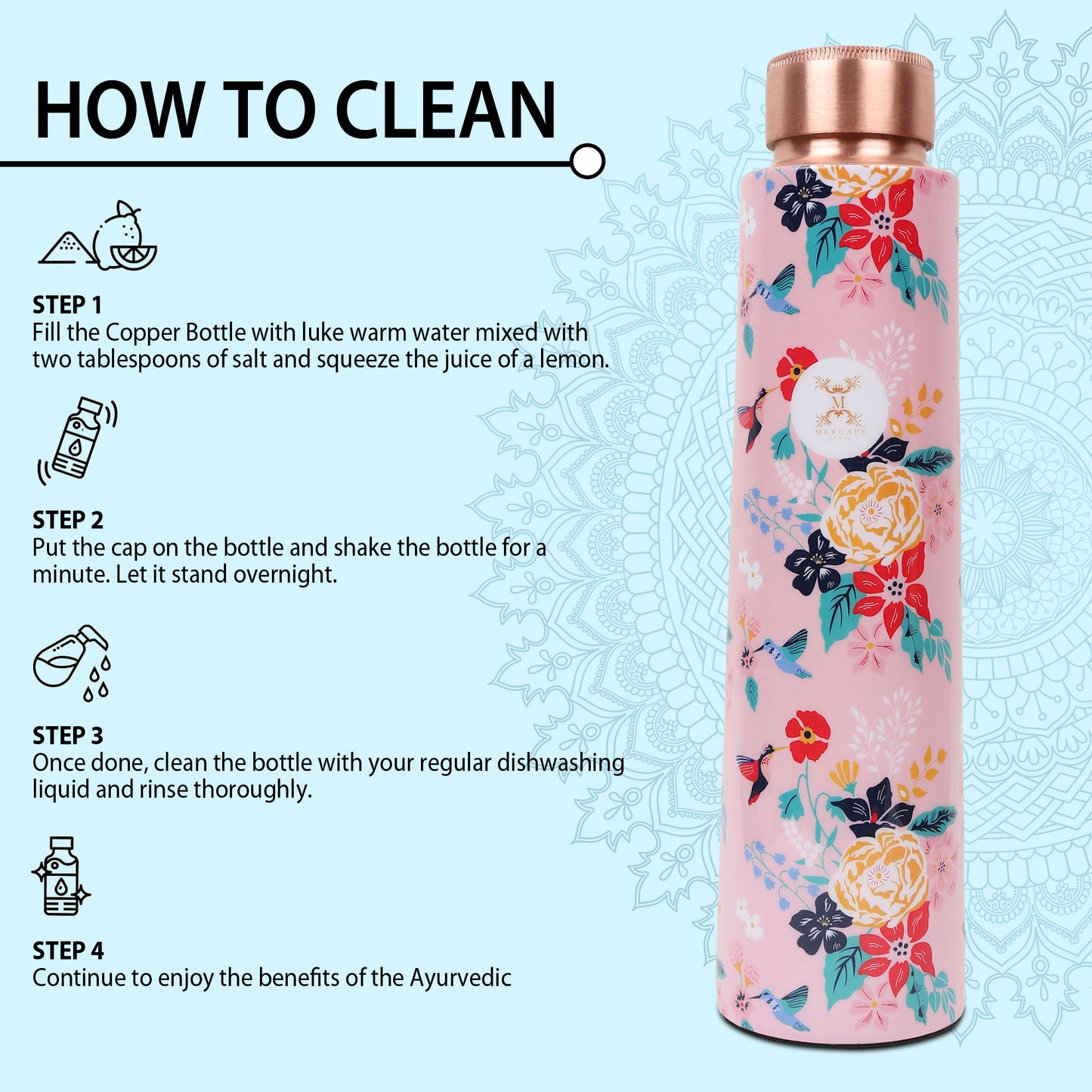 MERCAPE – Handcrafted Floral Elegance Print - (900 ML)