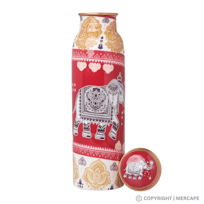 MERCAPE – Handcrafted Elephant Print Pure Copper Bottle - (950 ML)