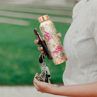 Printed Copper Bottle 950 ml with 2 Glass set 250 ml each