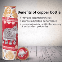 MERCAPE – Handcrafted Elephant Print Pure Copper Bottle - (950 ML)