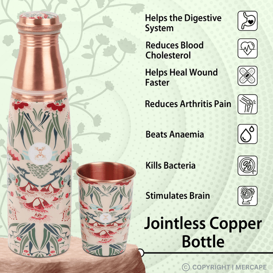 Printed Copper Bottle with Glass set