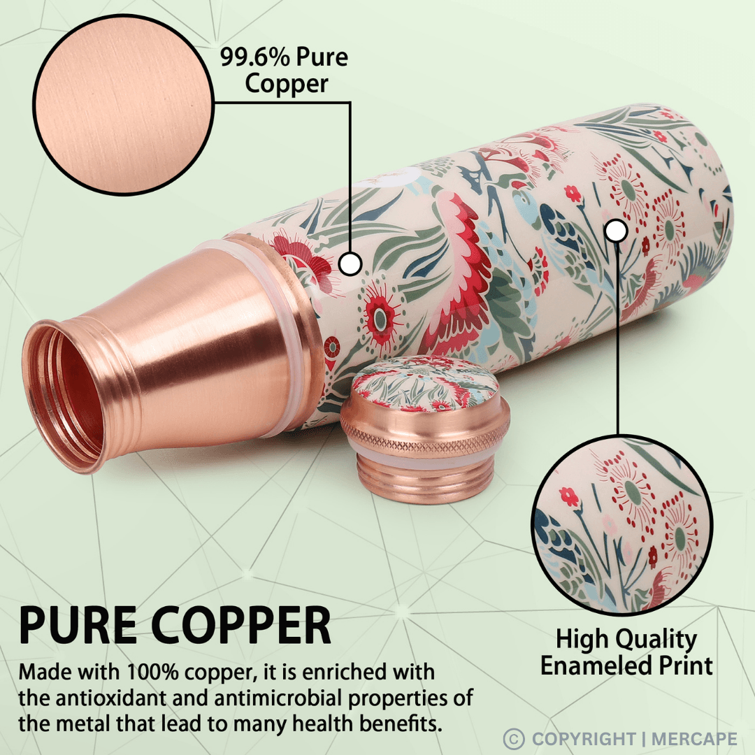 Printed Copper Bottle with Glass set