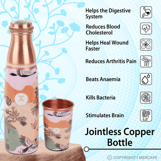 Printed Copper Bottle with Glass set