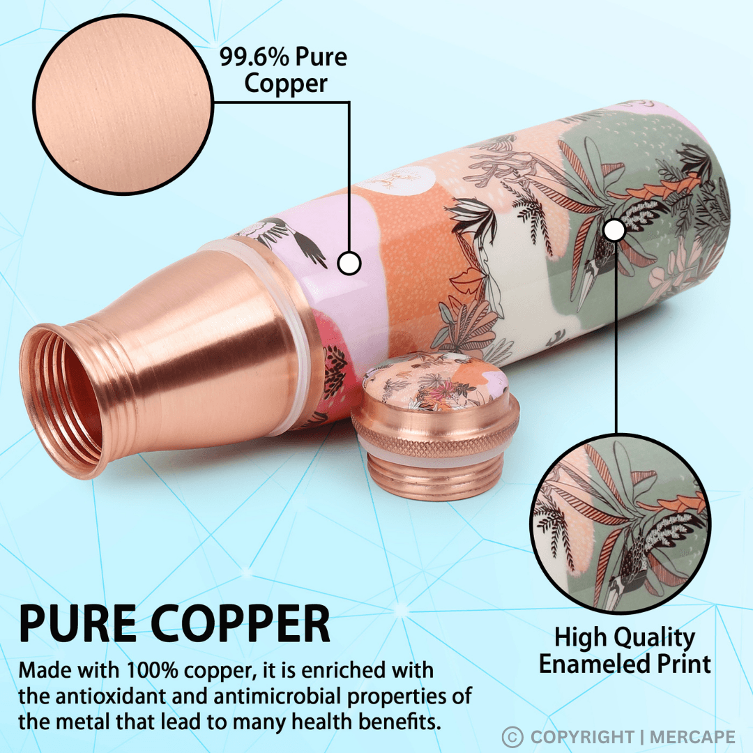 Printed Copper Bottle with Glass set