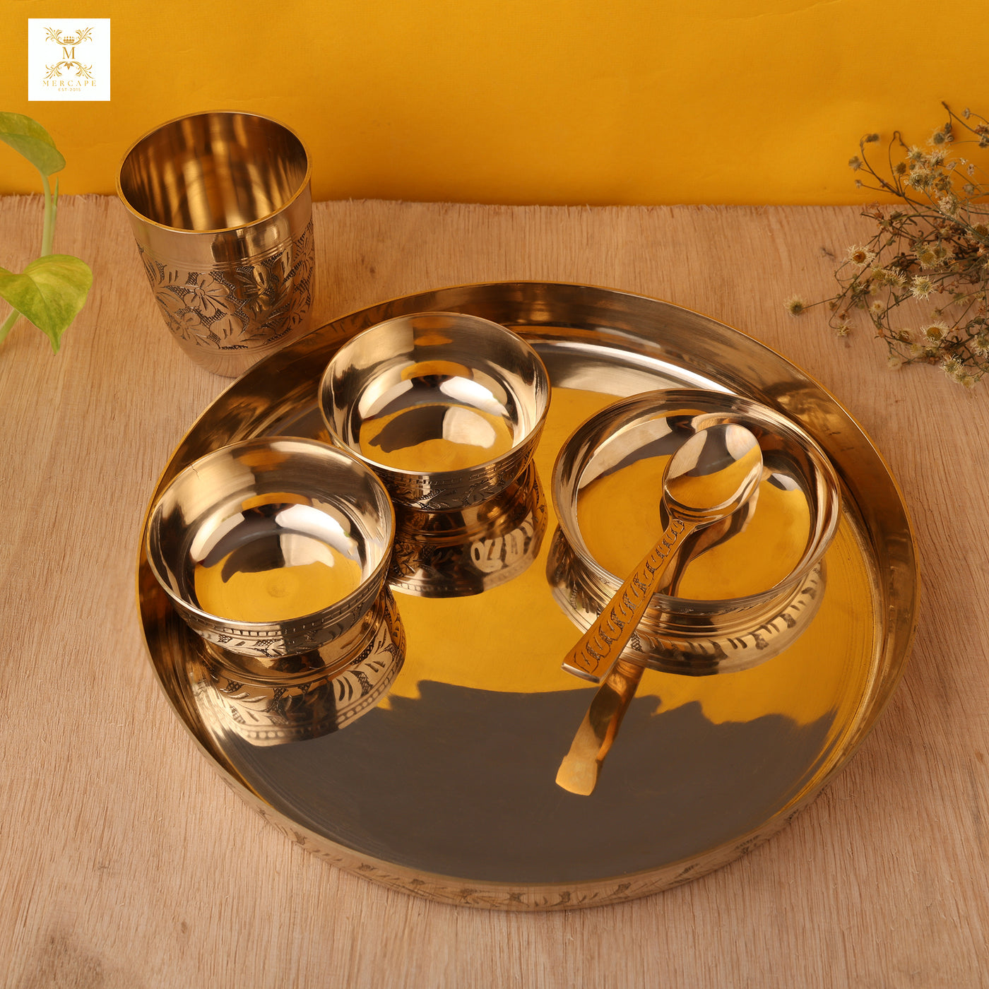 Mercape 6-Piece Kansa Dinner Set | Glossy Finish