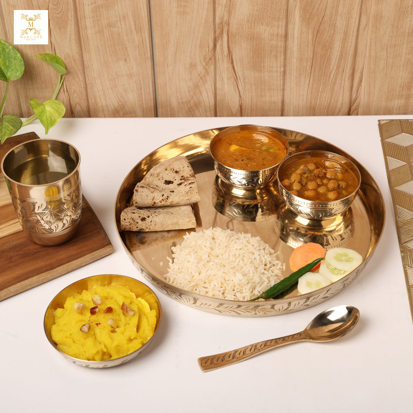 Mercape 6-Piece Kansa Dinner Set | Glossy Finish
