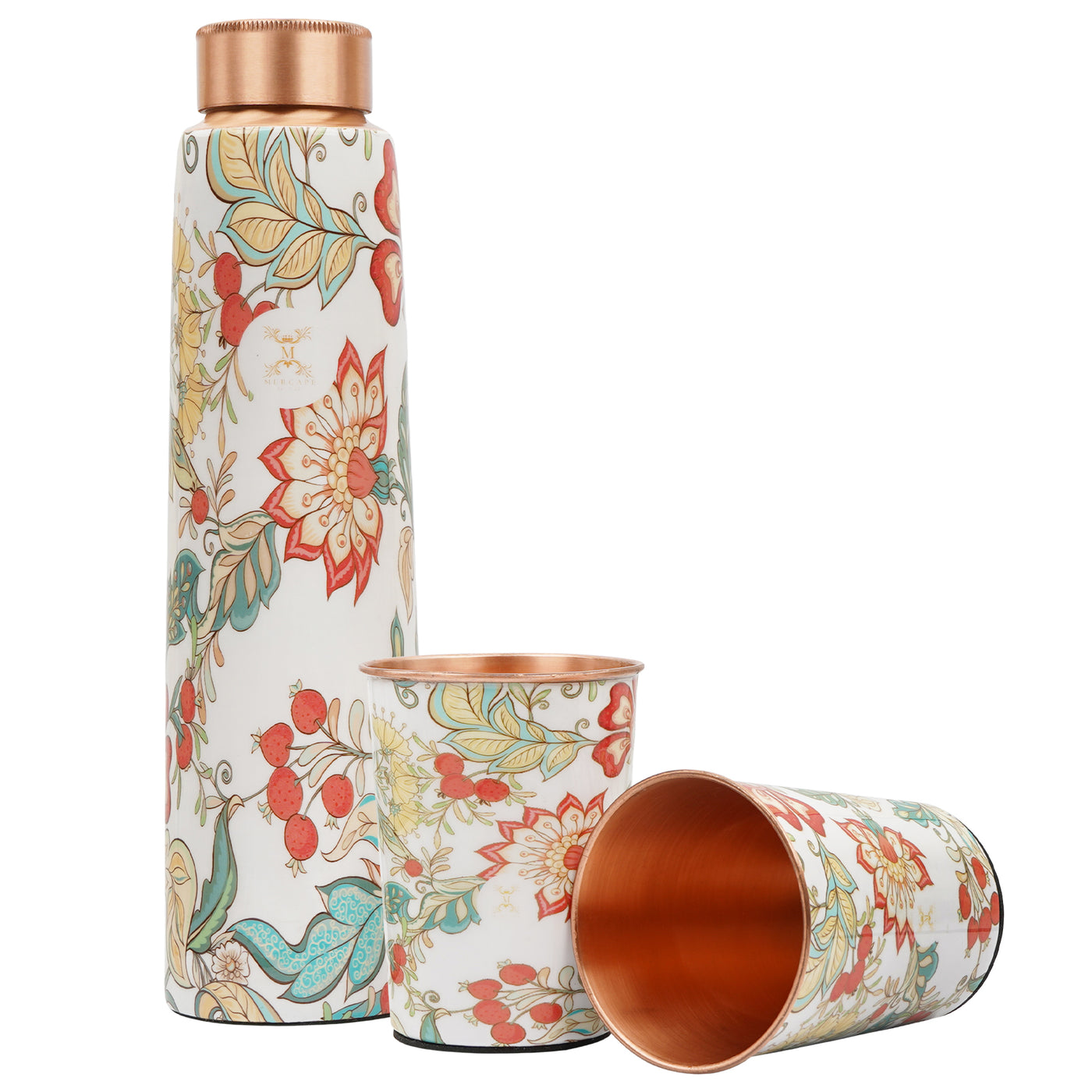 Printed Copper Bottle 950 ml with 2 Glass set 250 ml each
