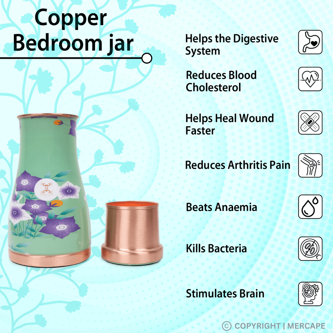 Copper Bedside Bottle 1000 ML Pure Copper Sugger Pot
