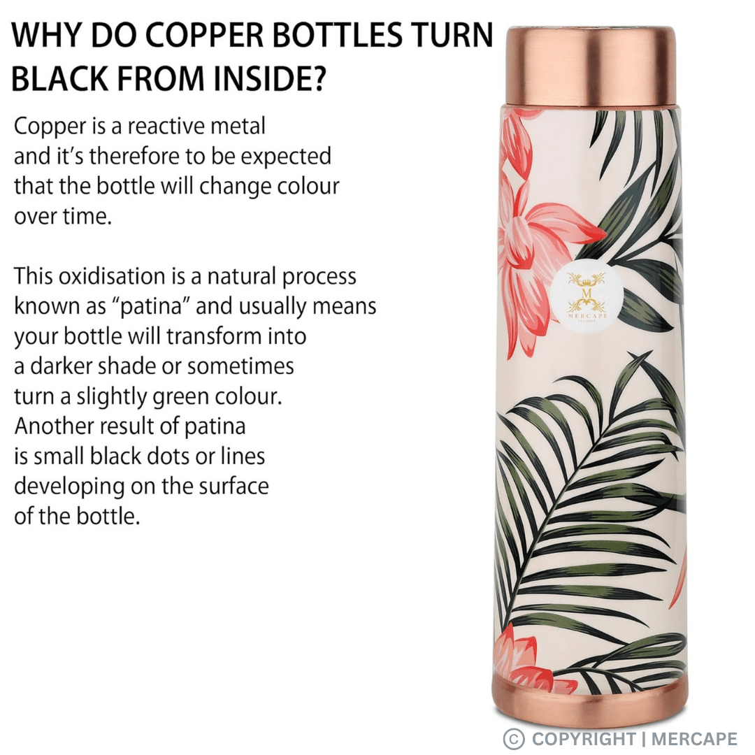 MERCAPE® - Copper Bottles for Water with Leak Proof Lid | 100% Pure Copper Bottle | BPA Free & Non Toxic | Printed Ayurvedic Copper Bottle for Health Benefits - 950 ML