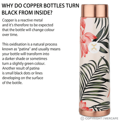 MERCAPE® - Copper Bottles for Water with Leak Proof Lid | 100% Pure Copper Bottle | BPA Free & Non Toxic | Printed Ayurvedic Copper Bottle for Health Benefits - 950 ML