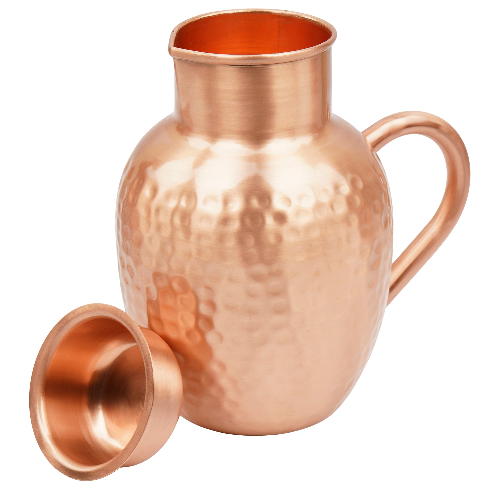 Mercape® 1600 ml Pure Copper Water Jug with Matte Finish & Lid – Handcrafted Hammered Copper Pitcher for Ayurvedic Health Benefits, Antimicrobial & Antioxidant Properties