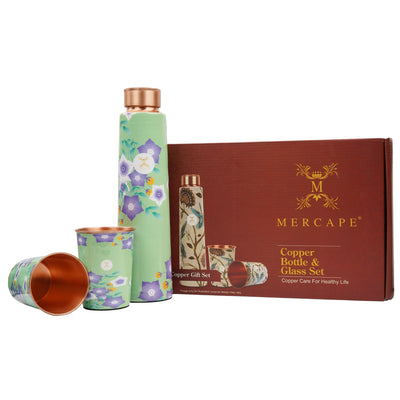 Printed Copper Bottle 950 ml with 2 Glass set 250 ml each