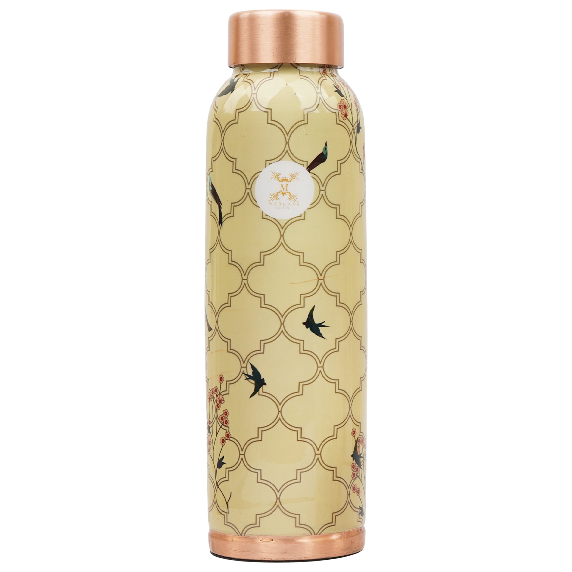 Jointless Printed Copper Bottle 950 ml with 2 Glass set 250 ml each