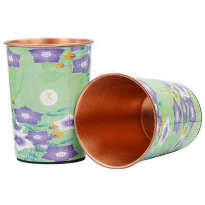 Printed Copper Bottle 950 ml with 2 Glass set 250 ml each