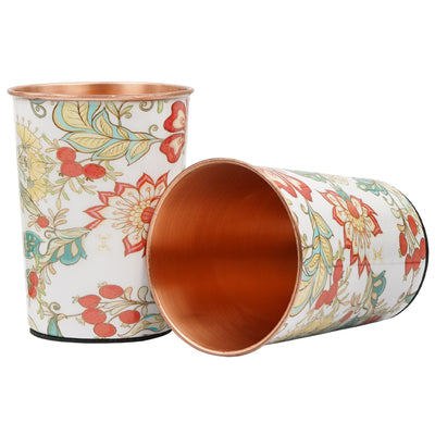 Printed Copper Bottle 950 ml with 2 Glass set 250 ml each