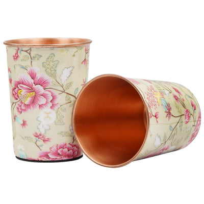 Printed Copper Bottle 950 ml with 2 Glass set 250 ml each