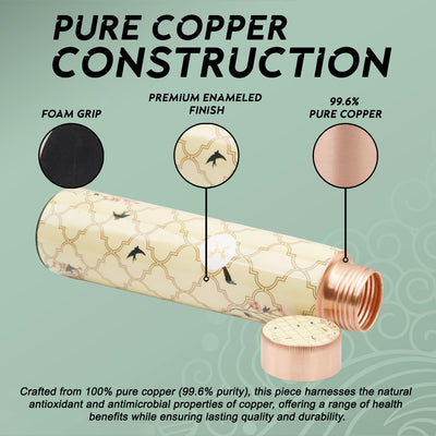 Printed Copper Bottle 950 ml with 2 Glass set 250 ml each