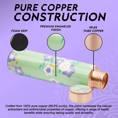 Printed Copper Bottle 950 ml with 2 Glass set 250 ml each