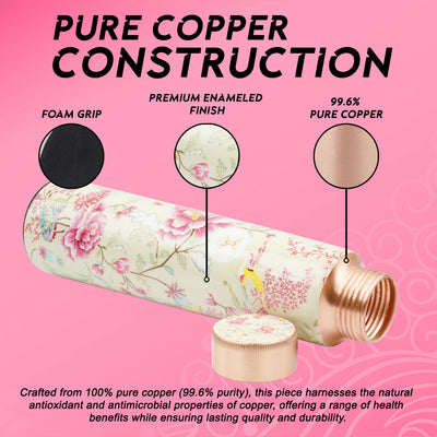Printed Copper Bottle 950 ml with 2 Glass set 250 ml each