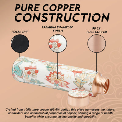 Printed Copper Bottle 950 ml with 2 Glass set 250 ml each