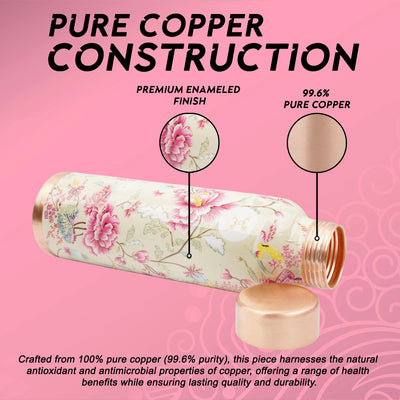 Printed Copper Bottle 950 ml with 2 Glass set 250 ml each