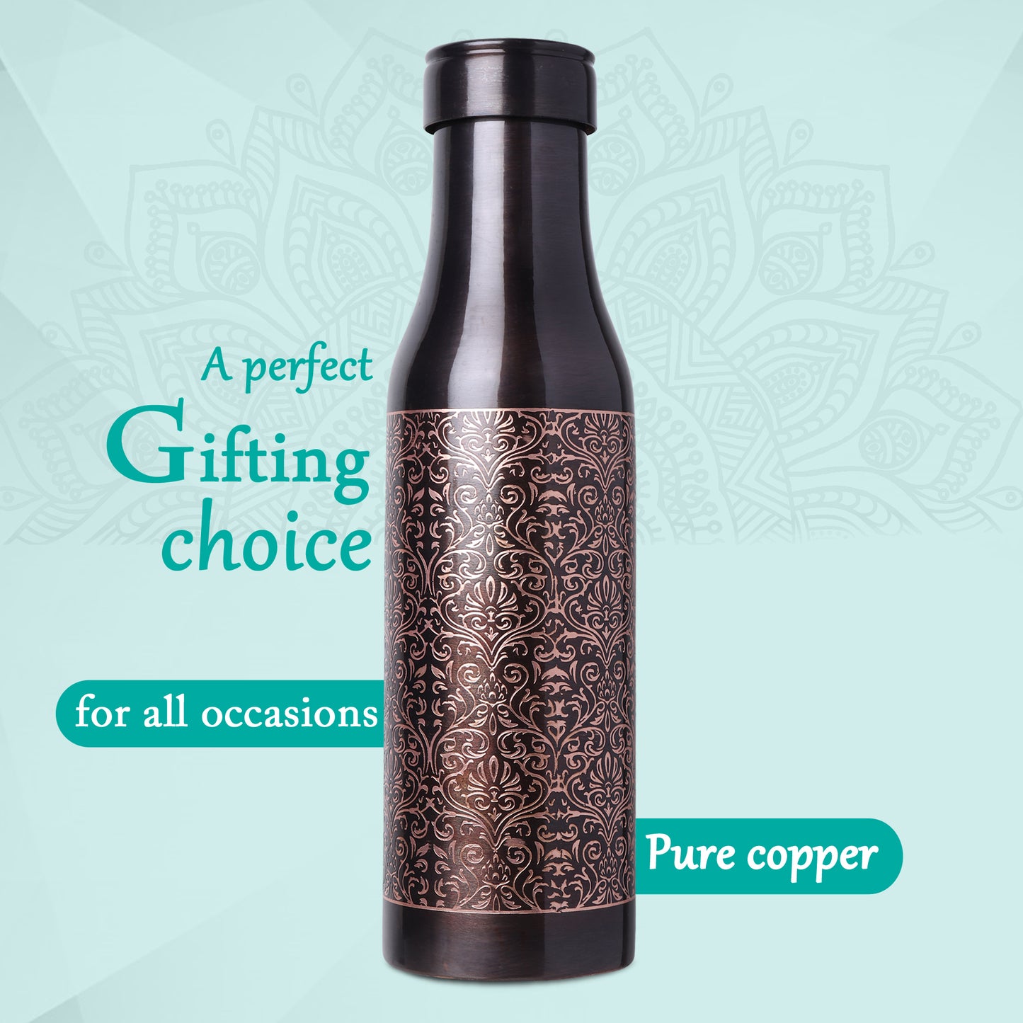 MERCAPE – Handcrafted Pure Copper Bottle - (950 ML)