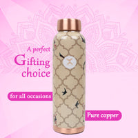 MERCAPE – Handcrafted Aviary Artistry Print Pure Copper Bottle - (950 ML)