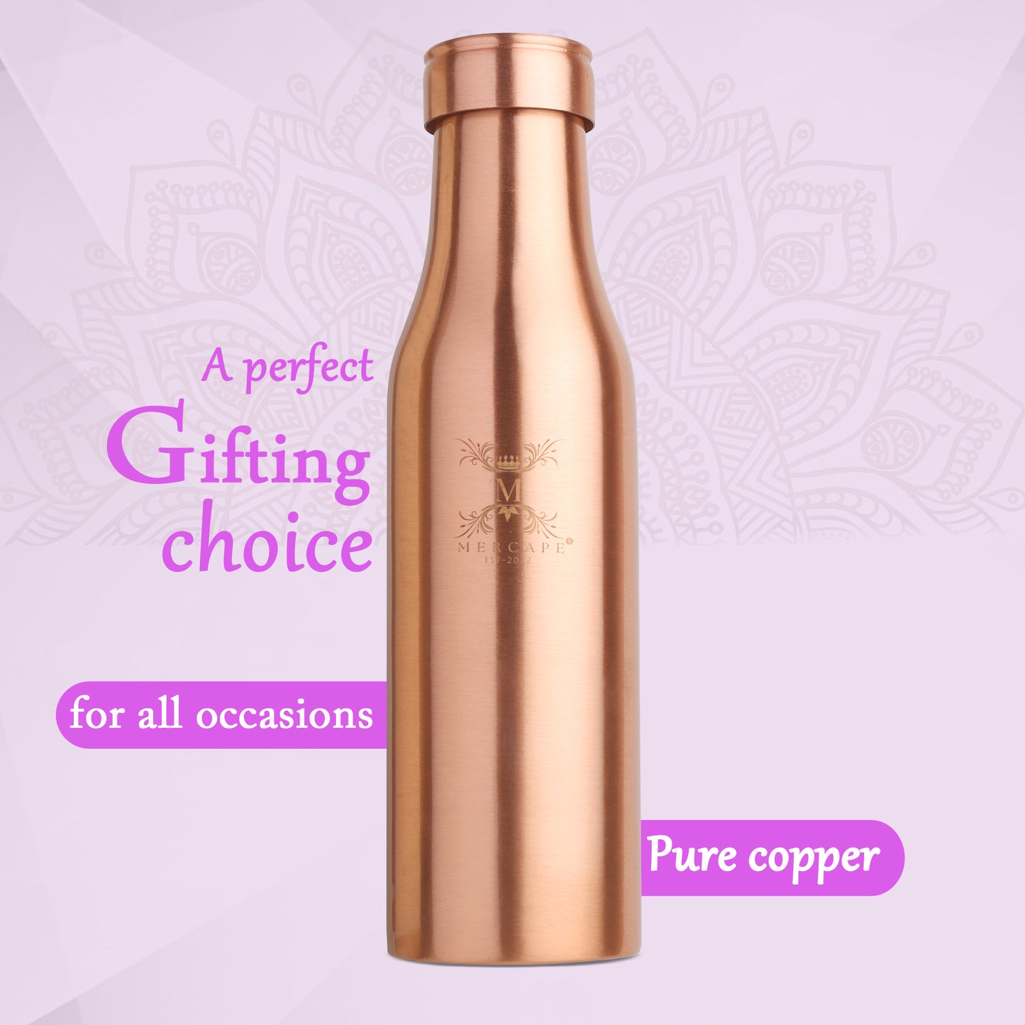 MERCAPE – Handcrafted Pure Copper Bottle - (950 ML)