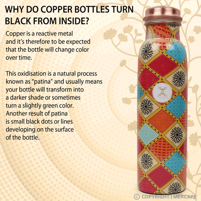 Printed Copper Bottle 950 ml with 2 Glass set 250 ml each