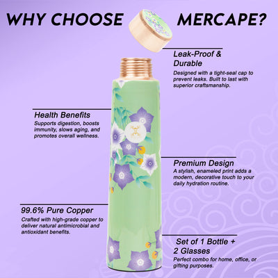 Printed Copper Bottle 950 ml with 2 Glass set 250 ml each