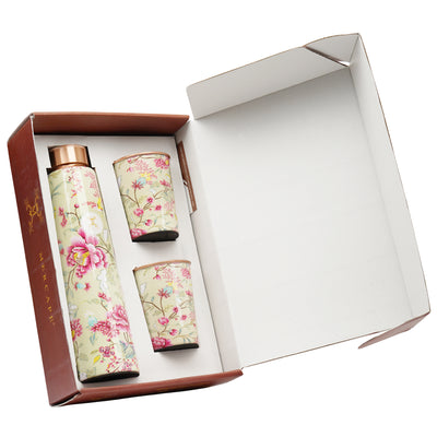 Printed Copper Bottle 950 ml with 2 Glass set 250 ml each