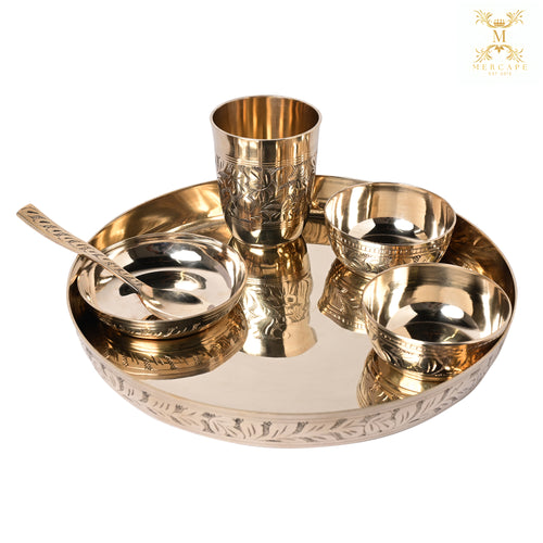 Mercape 6-Piece Kansa Dinner Set | Glossy Finish