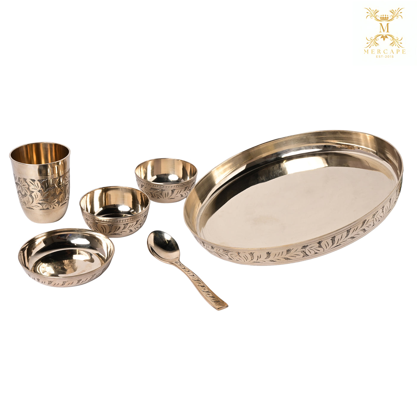 Mercape 6-Piece Kansa Dinner Set | Glossy Finish