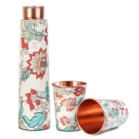 Printed Copper Bottle 950 ml with 2 Glass set 250 ml each