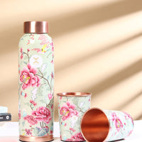 Printed Copper Bottle 950 ml with 2 Glass set 250 ml each