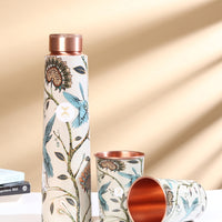 Printed Copper Bottle 950 ml with 2 Glass set 250 ml each (Copy)