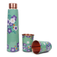 Printed Copper Bottle 950 ml with 2 Glass set 250 ml each