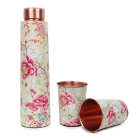 Printed Copper Bottle 950 ml with 2 Glass set 250 ml each